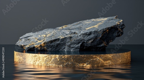Majestic Rock With Waterfall