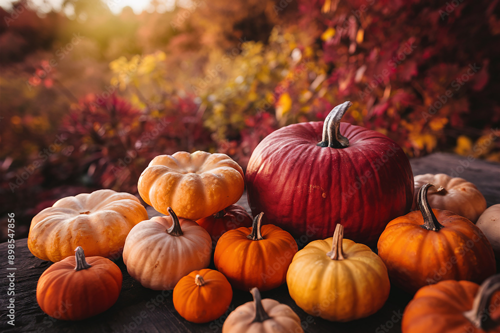 Fall season. Colorful pumpkins on wooden table. Selective focus. Fall season. Colorful pumpkins on wooden table. Selective focus.