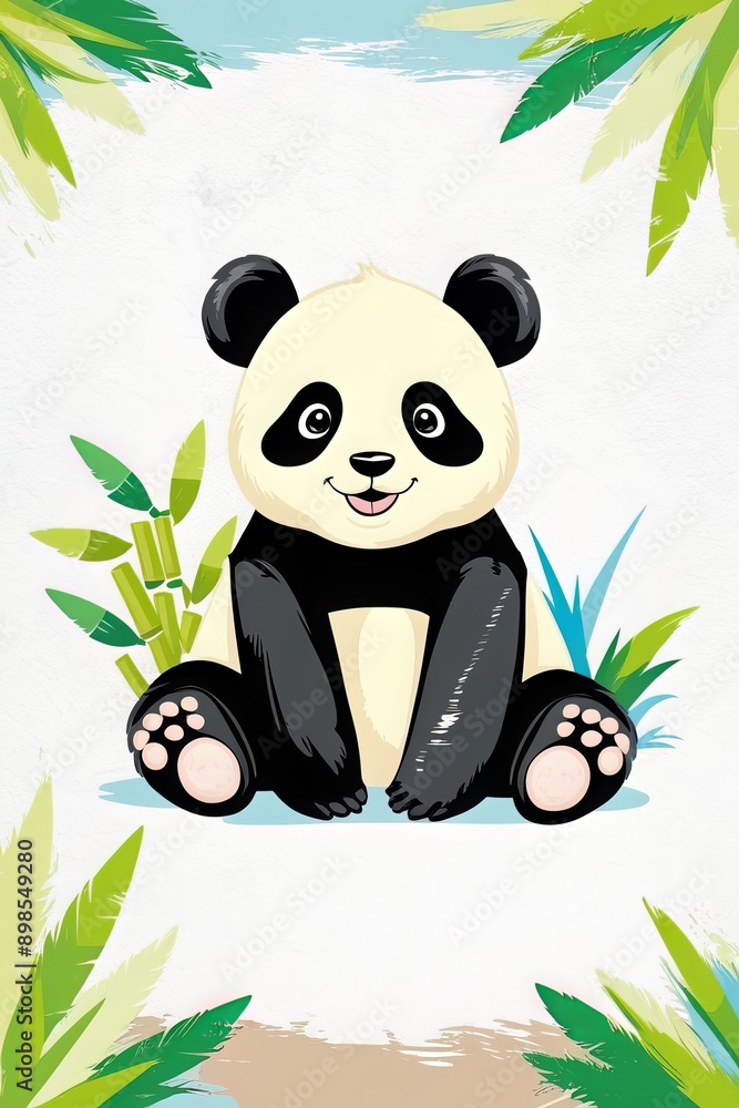 Whimsical graphic design with cute panda illustration Whimsical graphic design with cute panda illustration