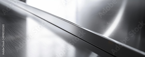 A polished aluminum surface with a glossy finish and a contemporary, minimalist look. photo