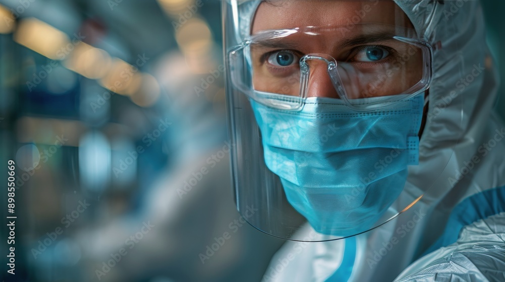 Man Wearing Protective Suit and Goggles Man Wearing Protective Suit and Goggles