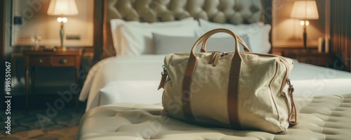 Duffel Bag on Bed photo