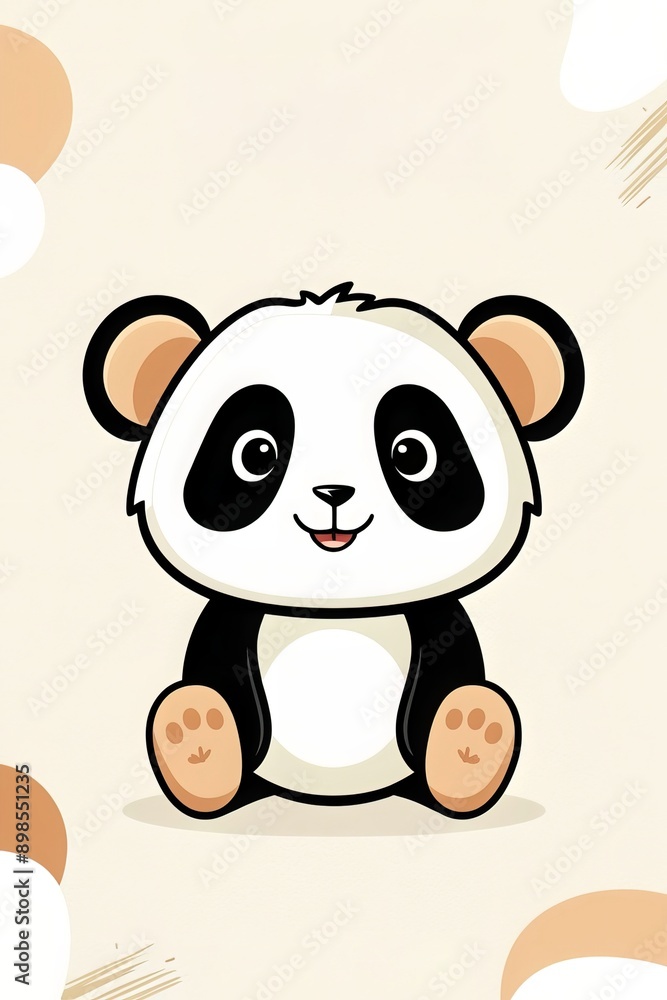 Fototapeta premium Whimsical graphic design with cute panda illustration