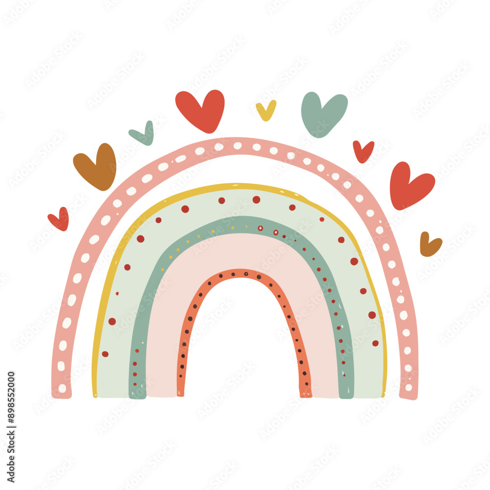 Vector background with hand drawn happy rainbows Trendy baby texture for fabric textile Vector background with hand drawn happy rainbows Trendy baby texture for fabric textile