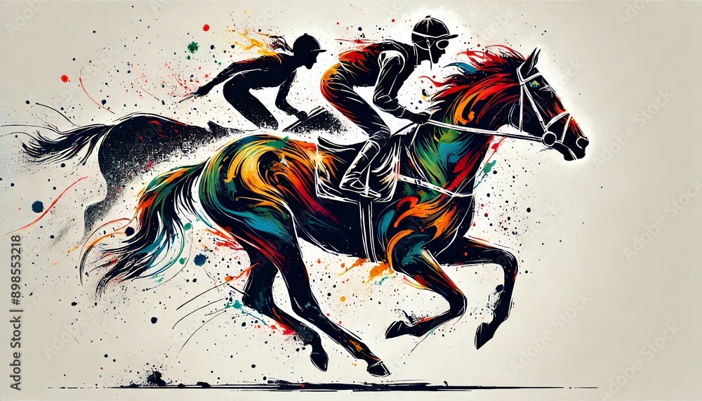 Obraz premium A female jockey in action during a horse race