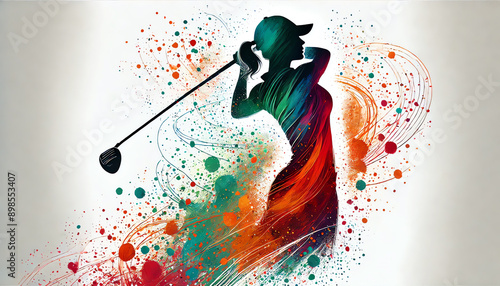 A female golfer in action