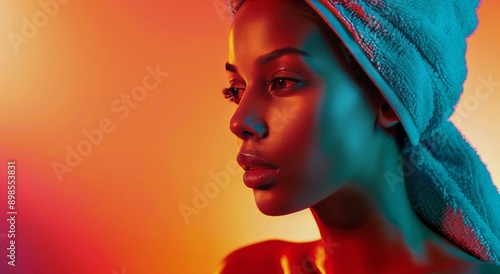 Woman Wrapping Towel Around Her Head