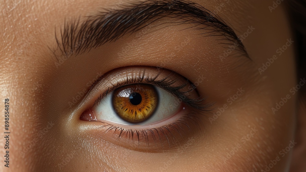 Naklejka premium Close-Up of a Beautiful Amber Eye