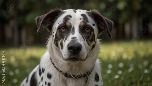 Portrait of a Dalmatian Dog on Green Grass