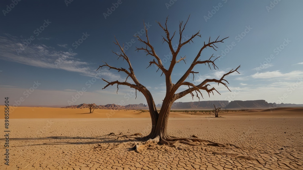 Solitary Tree in a Desert Landscape Solitary Tree in a Desert Landscape