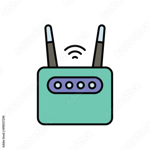 modem color line icon with white background vector stock illustration