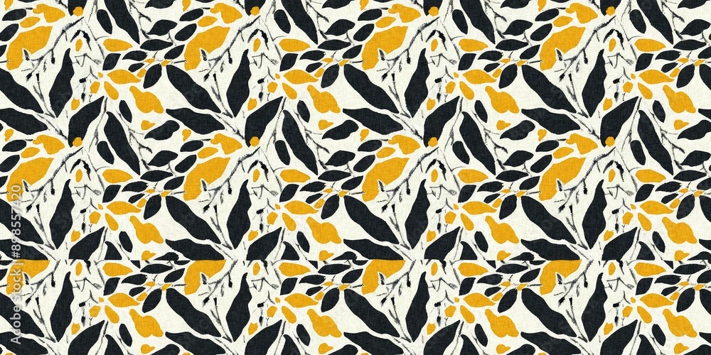 Modern printed fabric flower block print pattern with linen texture effect. Stylized boho dark floral for chic fashion background motif border design. Modern printed fabric flower block print pattern with linen texture effect. Stylized boho dark floral for chic fashion background motif border design.