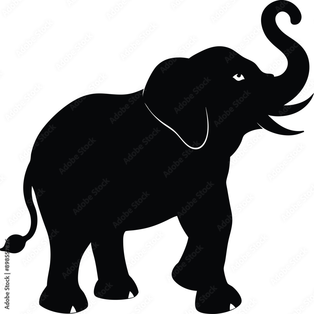 Fototapeta premium Elephant silhouette isolated on white