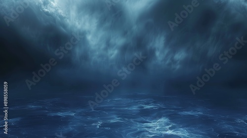 Dark storm clouds gathering over wild ocean background © AItist