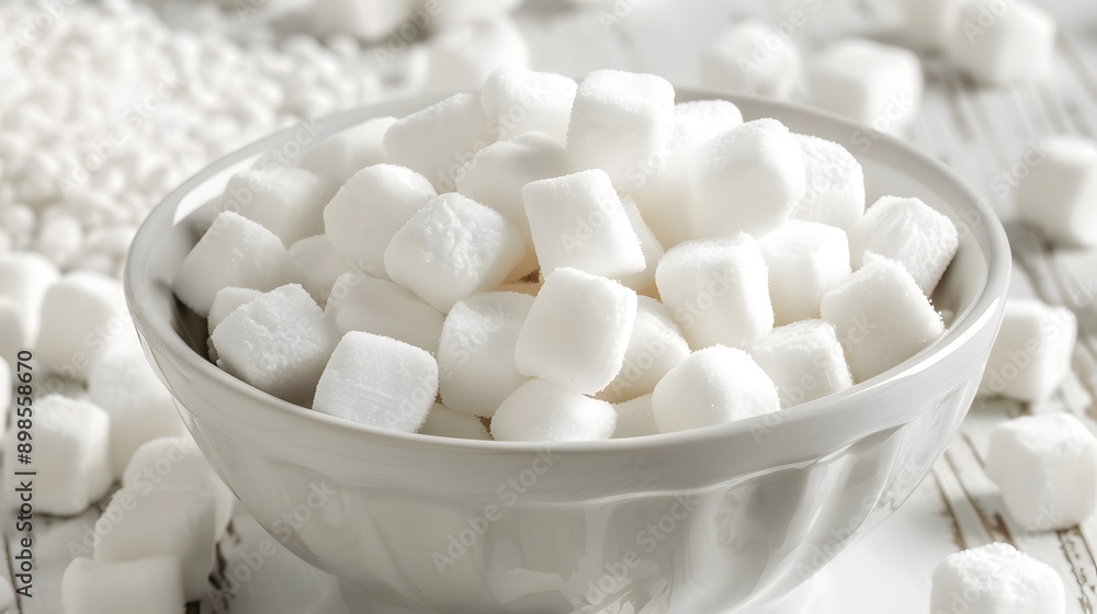 Bowl of White Sugar Cubes Close Up Bowl of White Sugar Cubes Close Up