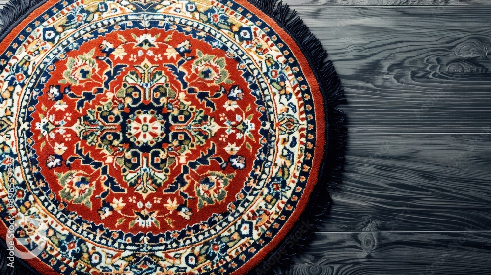 Obraz premium Intricate Patterned Rug with Birds Eye View in Vibrant Colors - Home Decor Inspiration