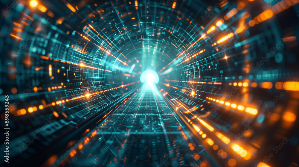 Futuristic Neon Lights and Digital Speed Tunnel Futuristic Neon Lights and Digital Speed Tunnel