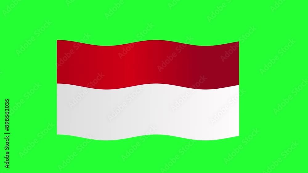 Animation Indonesia flag in green screen background Animation Indonesia flag in green screen background