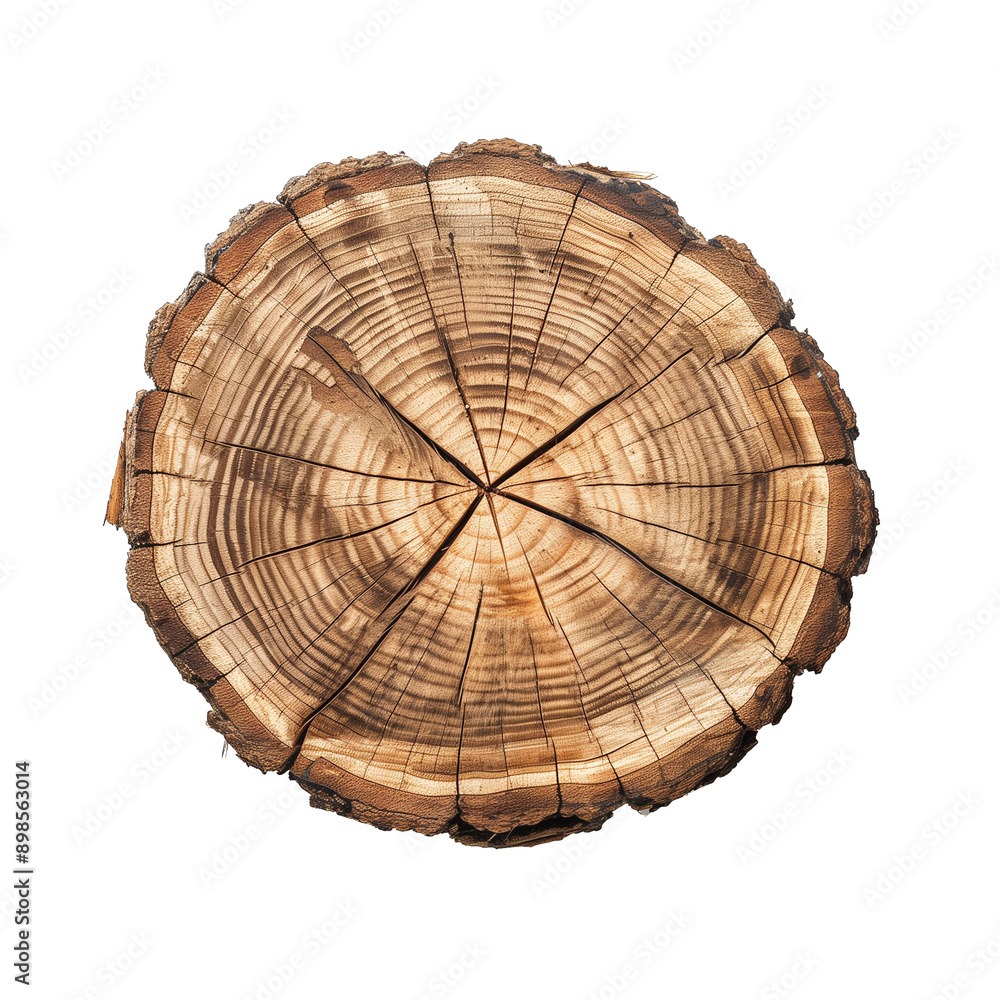 Fototapeta premium Round wooden tree slice. trunk stump wood isolated on transparent or white background 
