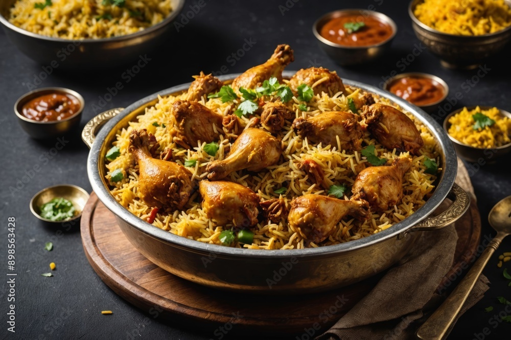 indian chicken biryani, Spicy chicken biryani food photography, flying food, black background. indian chicken biryani, Spicy chicken biryani food photography, flying food, black background.