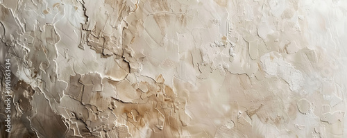 An abstract plastered wall background with a mix of rough and smooth textures, creating a large empty space for text.