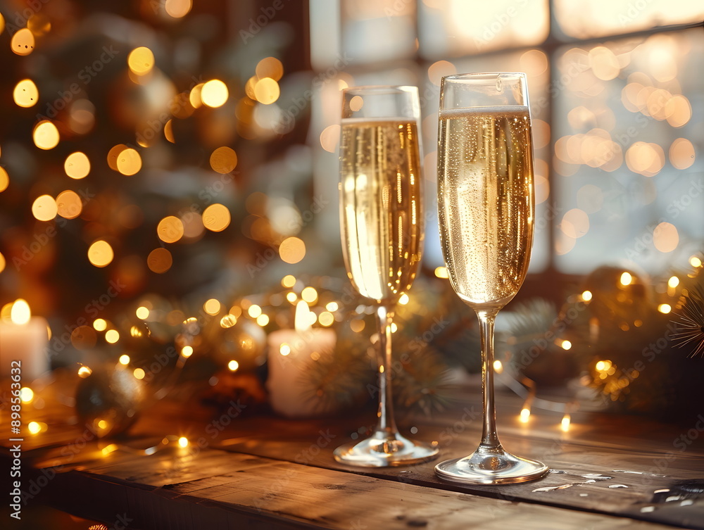 Champagne glasses were placed on the table and enjoyed with friends in a good atmosphere. It symbolizes the happiness that arises in that moment when everyone comes together to create good memories. Champagne glasses were placed on the table and enjoyed with friends in a good atmosphere. It symbolizes the happiness that arises in that moment when everyone comes together to create good memories.