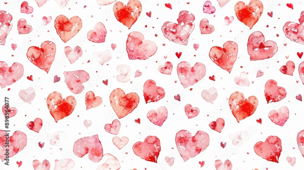 A vibrant array of red and pink hearts scattered on a white backdrop, creating a cheerful and romantic atmosphere for various occasions A vibrant array of red and pink hearts scattered on a white backdrop, creating a cheerful and romantic atmosphere for various occasions