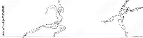 Ballerina dance line isolated on white background. Hand-drawn single continuous line.