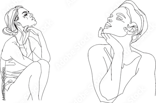 Drawing of a woman standing alone and thinking