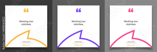 3D bubble testimonial banner, quote, infographic. Social media post template designs for quotes. Empty speech bubbles, quote bubbles and text box. Vector Illustration EPS10.