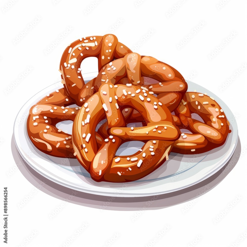 Closeup of Pretzels on a White Plate. Closeup of Pretzels on a White Plate.