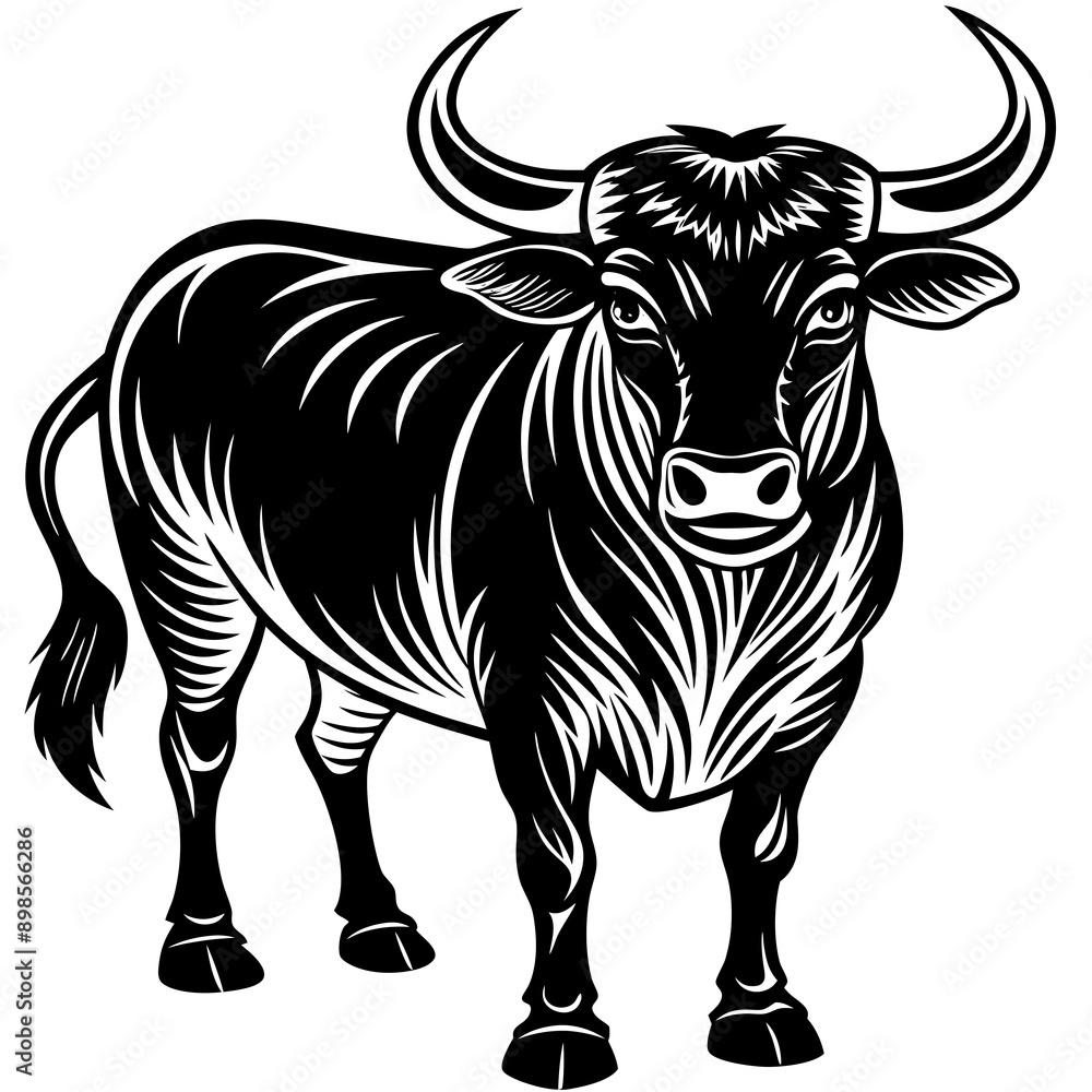 Fototapeta premium black and white bull 