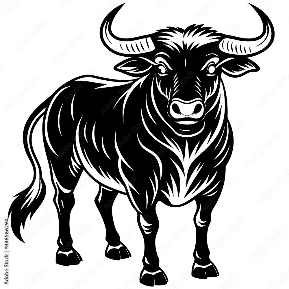 Fototapeta premium black and white bull 