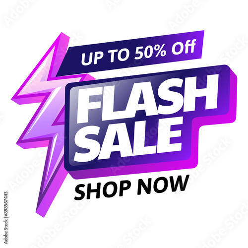 Flash Sale badge, sticker template in transparent background