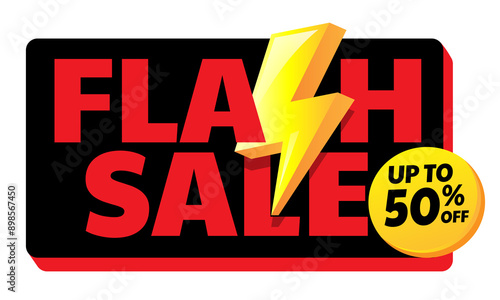 Flash Sale badge, sticker template in transparent background