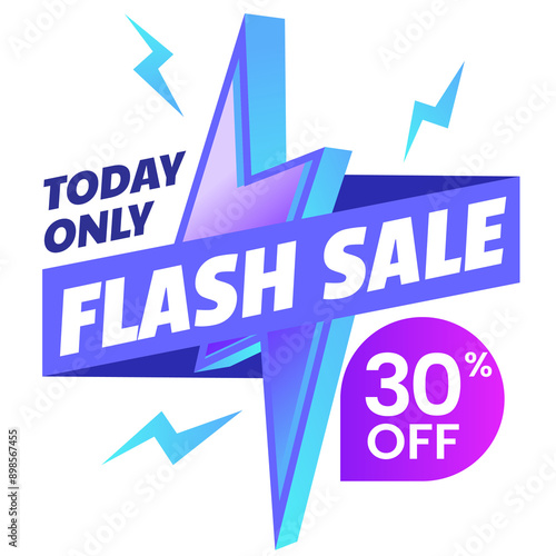 Flash Sale badge, sticker template in transparent background