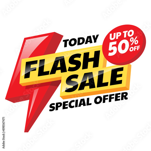 Flash Sale badge, sticker template in transparent background