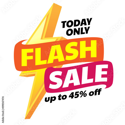 Flash Sale badge, sticker template in transparent background