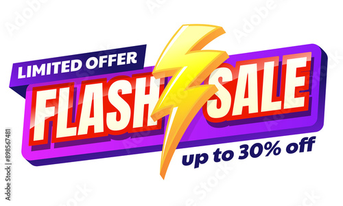 Flash Sale badge, sticker template in transparent background