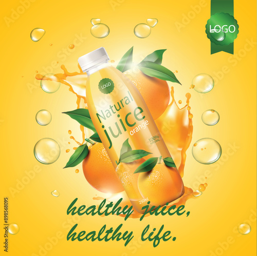 Free vector realistic orange juice advertisement