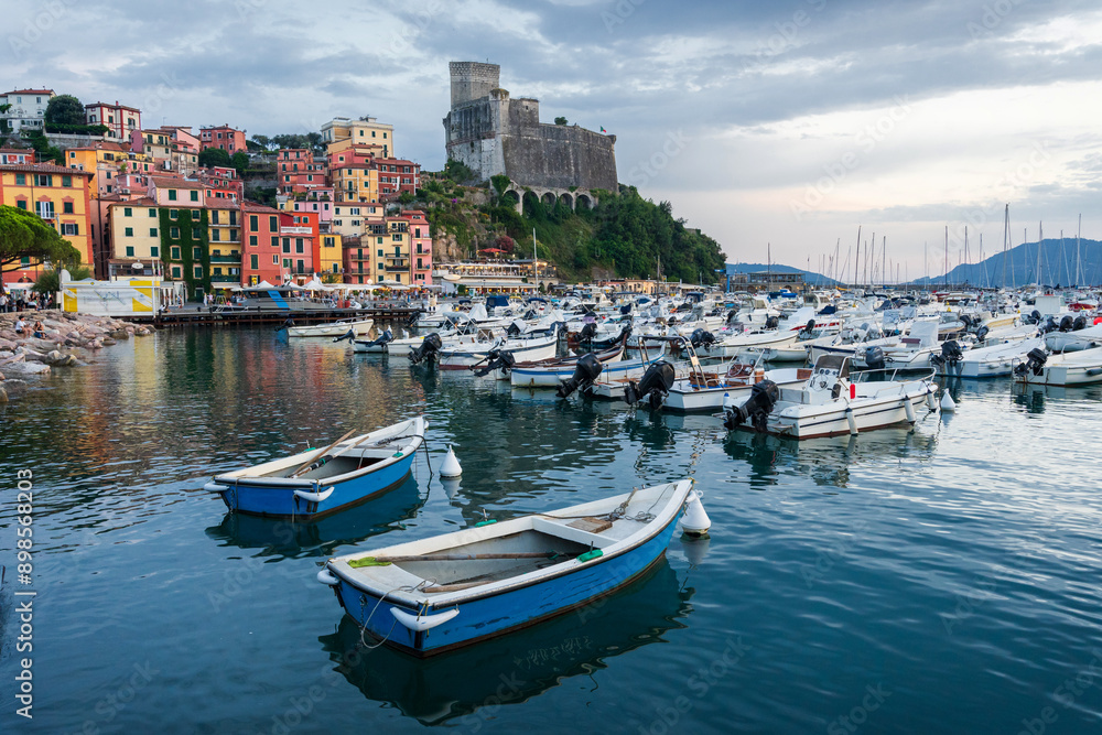 Sunset in the port of Lerici. A fishing town in Liguria. Bay of poets. Sunset in the port of Lerici. A fishing town in Liguria. Bay of poets.