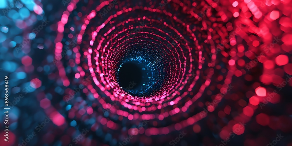 Abstract swirling tunnel of red and blue lights. Abstract swirling tunnel of red and blue lights.