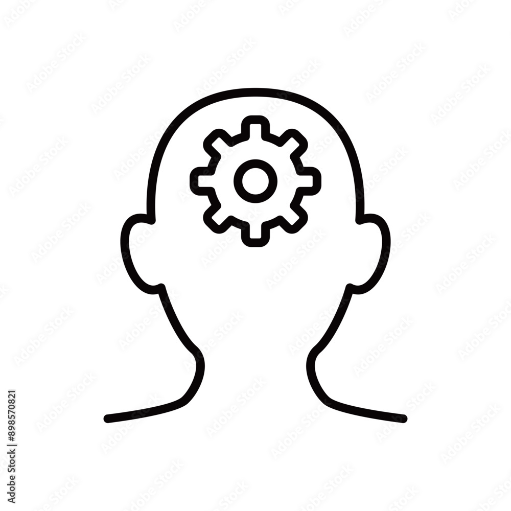 icon of head of man and cogwheel. illustration of Smart Intelligence and brainstorming. icon of head of man and cogwheel. illustration of Smart Intelligence and brainstorming.