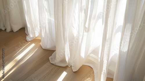 Elegant and Fine Linen Curtain with Intricate Weave Details for Home Decor