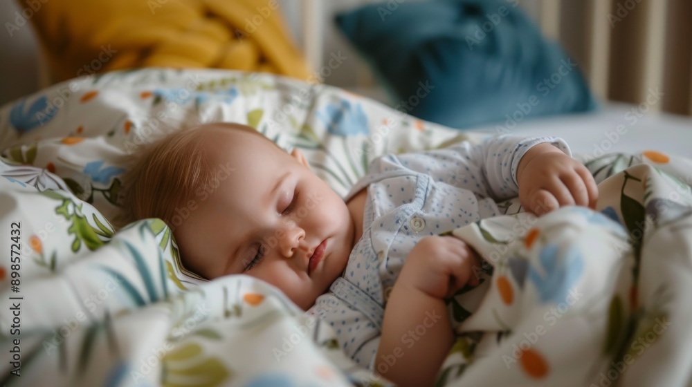 Cute baby sleeping on bed Cute baby sleeping on bed