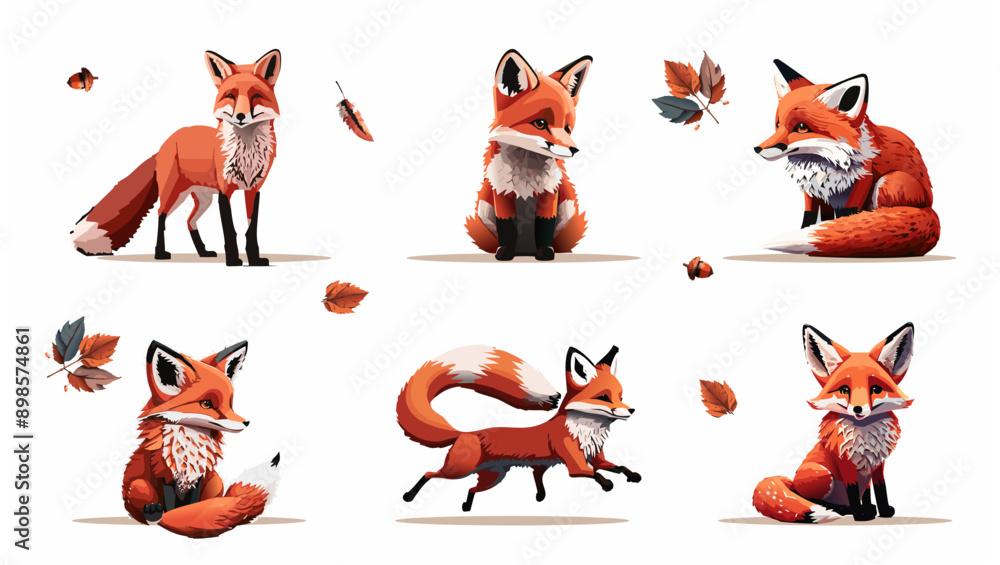 Fototapeta premium Little fox on a white background