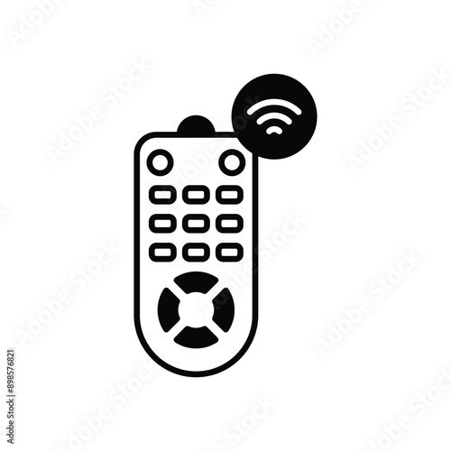 remote control glyph icon with white background vector stock illustration