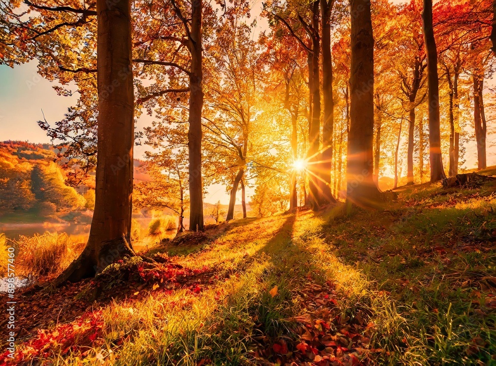 Fototapeta premium AUTUMN FOREST VIEW