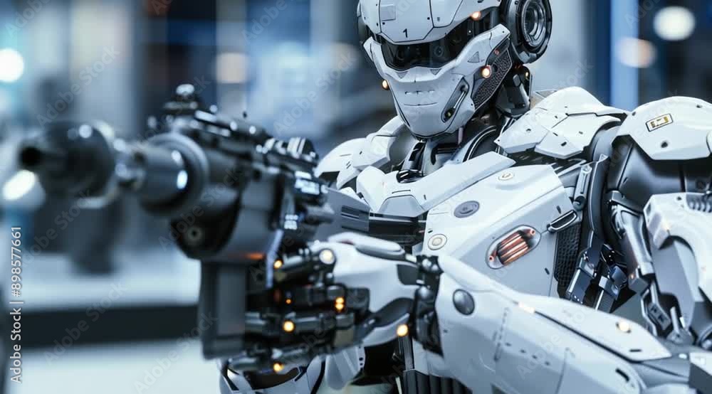 Military robot scene, Take the video going around the object Military robot scene, Take the video going around the object