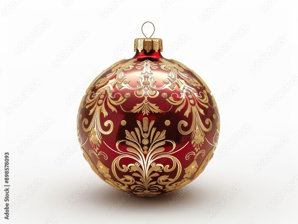Festive Red and Gold Christmas Ornament on Transparent Background Festive Red and Gold Christmas Ornament on Transparent Background